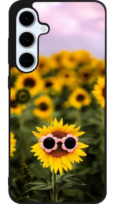 Coque Samsung Galaxy S24 FE - Silicone rigide noir Sunflower with glasses Spring 2026