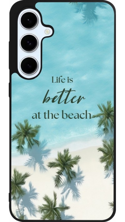 Samsung Galaxy S24 FE Case Hülle - Silikon schwarz Summer 2025 Life is better at the beach