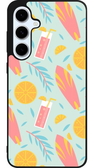 Samsung Galaxy S24 FE Case Hülle - Silikon schwarz Summer 2025 Pattern citron