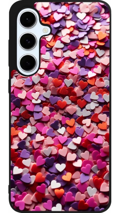 Coque Samsung Galaxy S24 FE - Silicone rigide noir Valentine 2025 Confetti