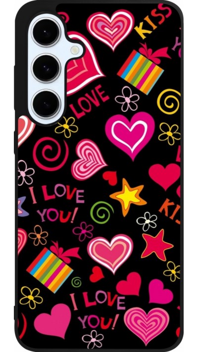 Coque Samsung Galaxy S24 FE - Silicone rigide noir Valentine 2023 love symbols
