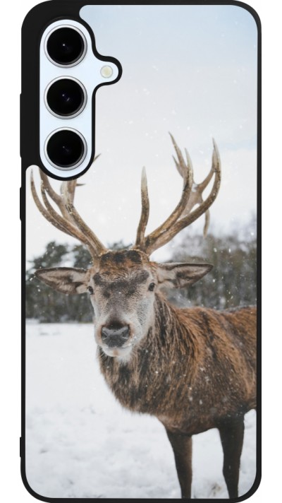 Coque Samsung Galaxy S24 FE - Silicone rigide noir Winter 25 Winter reindeer