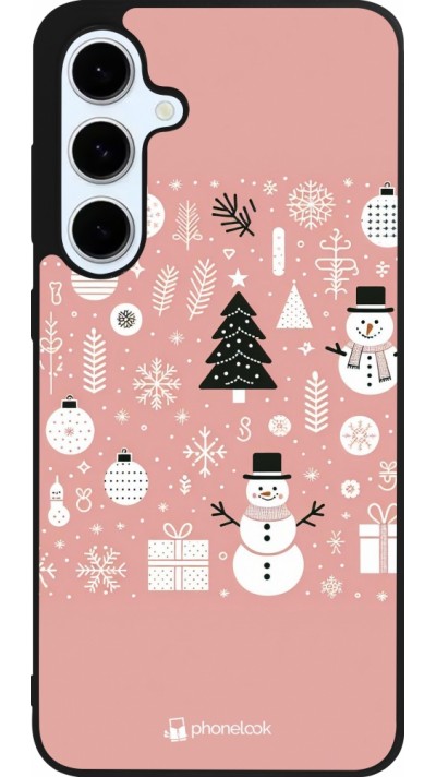 Samsung Galaxy S24 FE Case Hülle - Silikon schwarz Weihnachten 2024 Rose Schneemann Weihnachten