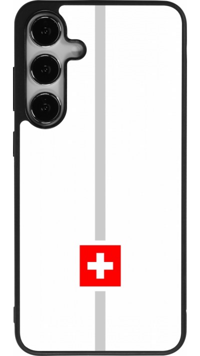 Coque Samsung Galaxy S24+ - Silicone rigide noir Canton CH blanc