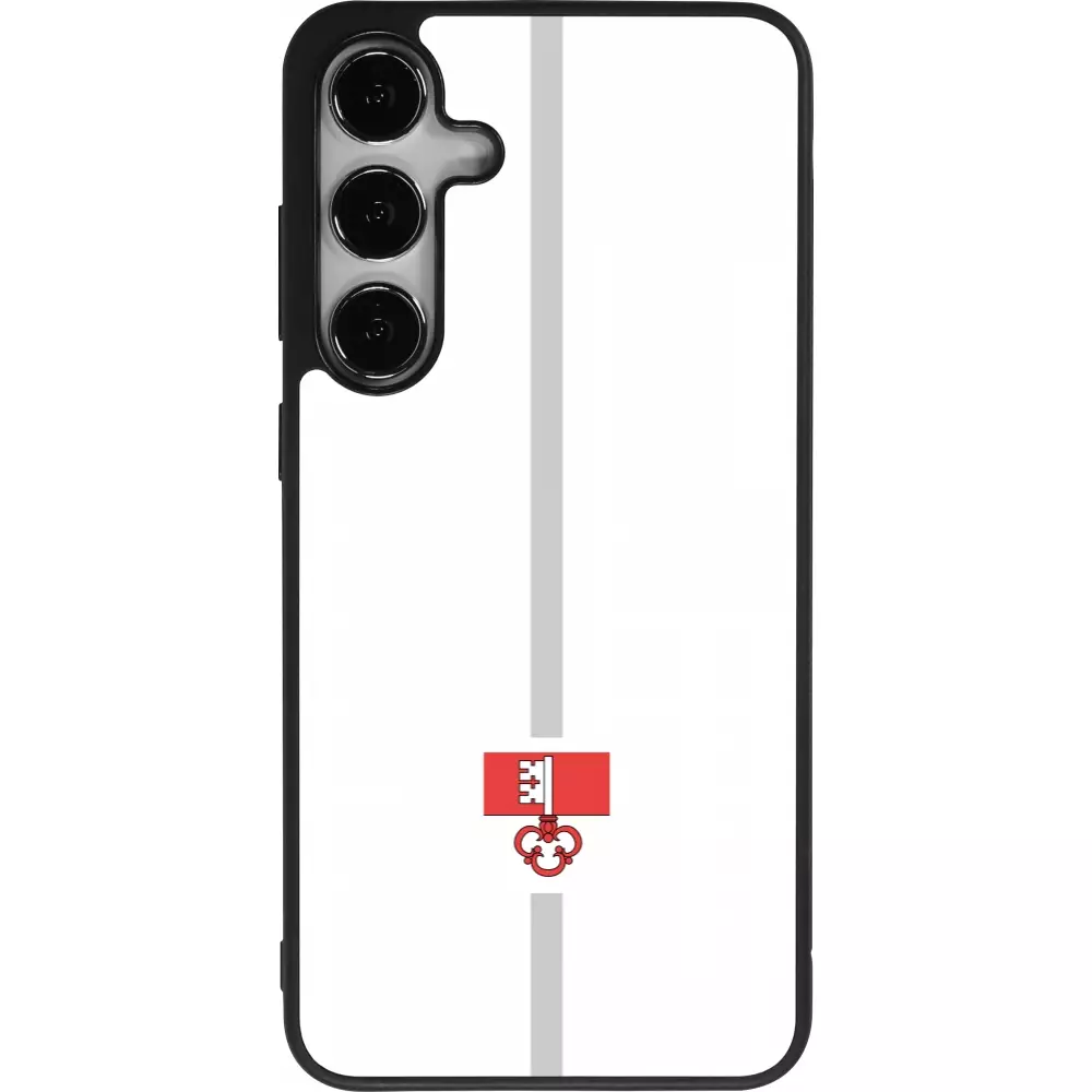 Coque Samsung Galaxy S24+ - Silicone rigide noir Canton OW blanc
