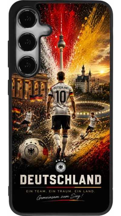 Coque Samsung Galaxy S24+ - Silicone rigide noir Football Allemagne splash 2026