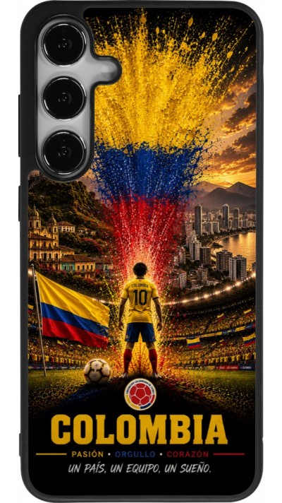 Coque Samsung Galaxy S24+ - Silicone rigide noir Football Colombie splash 2026