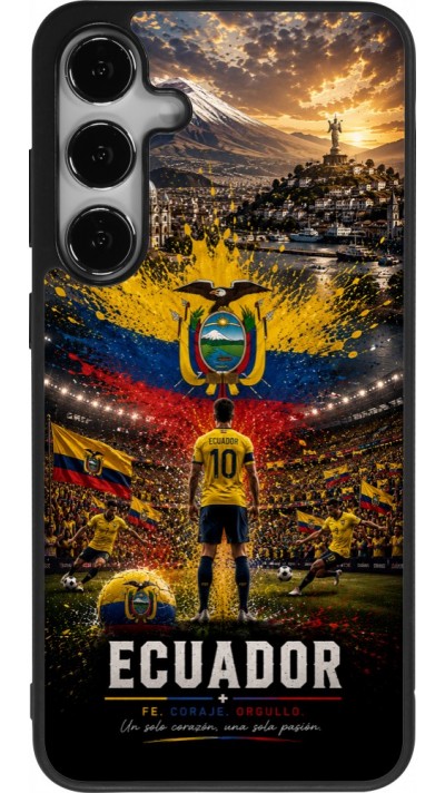 Coque Samsung Galaxy S24+ - Silicone rigide noir Football Équateur splash 2026
