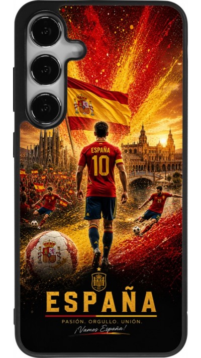 Coque Samsung Galaxy S24+ - Silicone rigide noir Football Espagne splash 2026