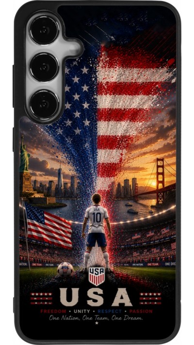 Coque Samsung Galaxy S24+ - Silicone rigide noir Football États-Unis splash 2026