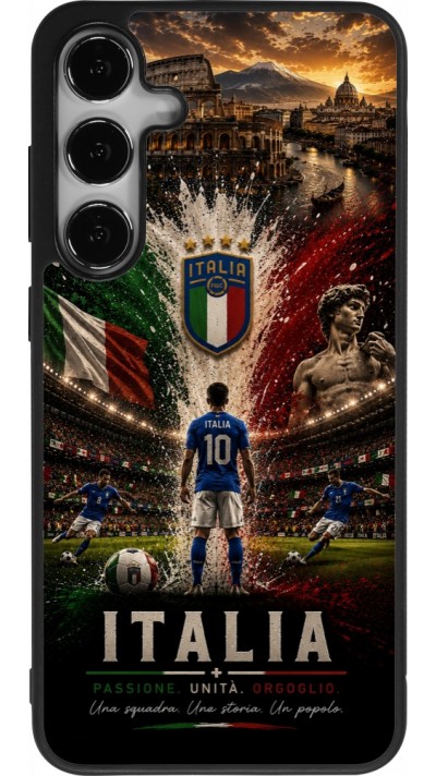 Coque Samsung Galaxy S24+ - Silicone rigide noir Football Italie splash 2026