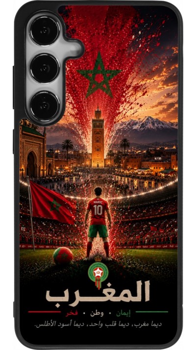 Coque Samsung Galaxy S24+ - Silicone rigide noir Football Maroc splash 2026