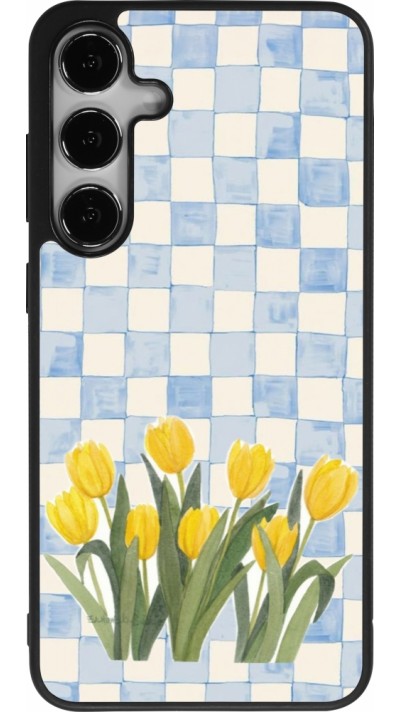 Coque Samsung Galaxy S24+ - Silicone rigide noir Blue vichy tulips Spring 2026