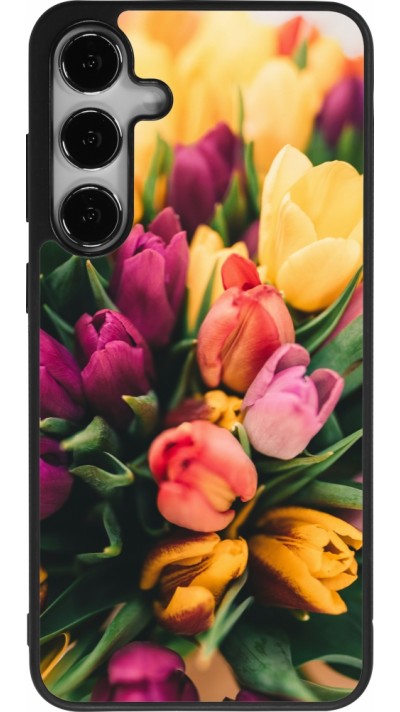 Coque Samsung Galaxy S24+ - Silicone rigide noir Bouquet of tulips Spring 2026