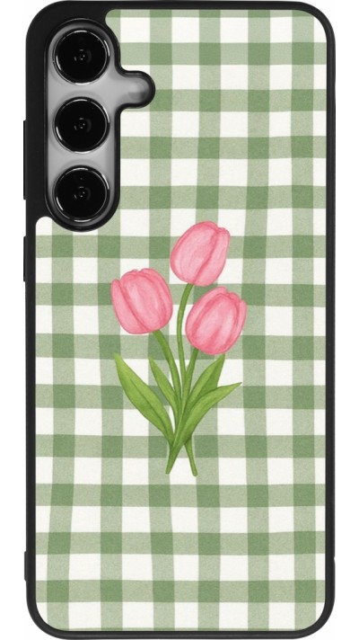 Coque Samsung Galaxy S24+ - Silicone rigide noir Green vichy tulips Spring 2026