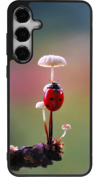 Coque Samsung Galaxy S24+ - Silicone rigide noir Ladybird on a mushroom Spring 2026