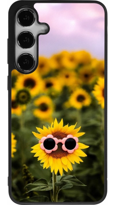 Coque Samsung Galaxy S24+ - Silicone rigide noir Sunflower with glasses Spring 2026