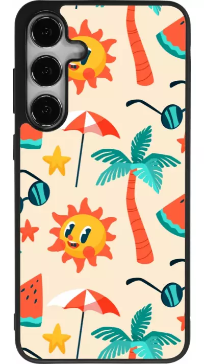 Coque Samsung Galaxy S24+ - Silicone rigide noir Summer 2025 Pattern soleil