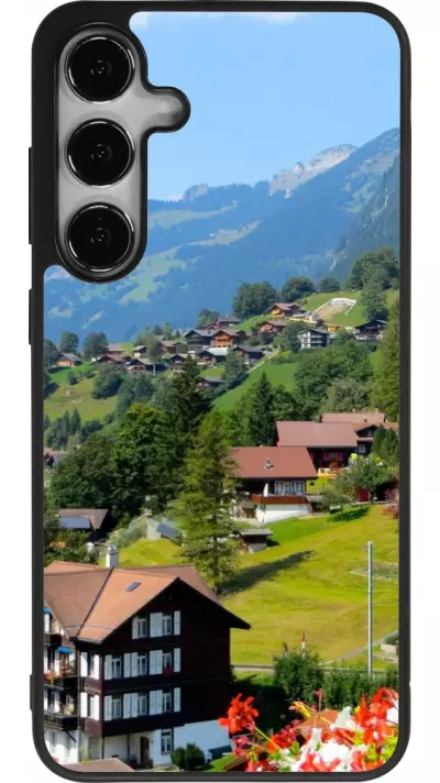 Coque Samsung Galaxy S24+ - Silicone rigide noir Fête Nationale Suisse Paysage