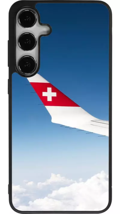 Coque Samsung Galaxy S24+ - Silicone rigide noir Fête Nationale Suisse Sky Swiss Flag