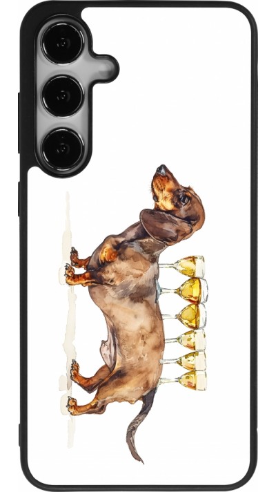 Coque Samsung Galaxy S24+ - Silicone rigide noir Wine Teckel