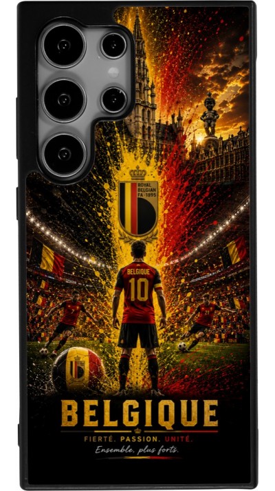 Coque Samsung Galaxy S24 Ultra - Silicone rigide noir Football Belgique splash 2026