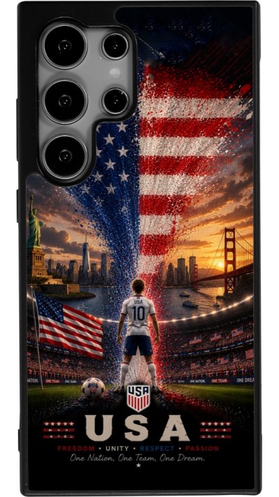 Coque Samsung Galaxy S24 Ultra - Silicone rigide noir Football États-Unis splash 2026