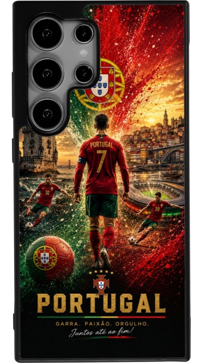 Coque Samsung Galaxy S24 Ultra - Silicone rigide noir Football Portugal splash 2026