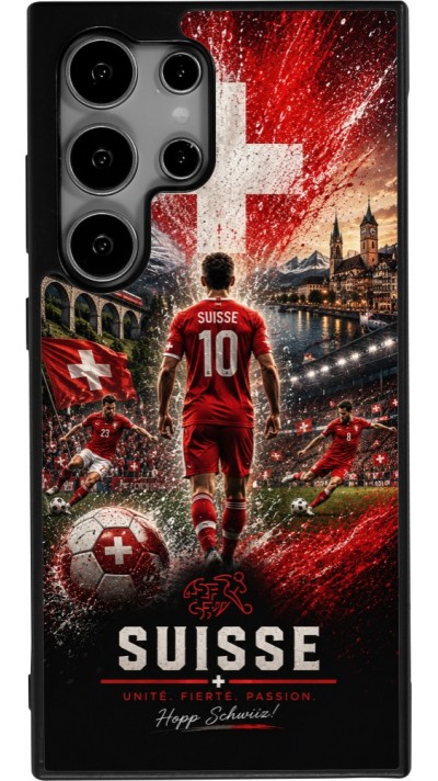 Coque Samsung Galaxy S24 Ultra - Silicone rigide noir Football Suisse splash 2026