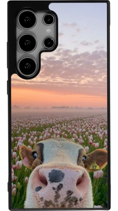 Samsung Galaxy S24 Ultra Case Hülle - Silikon schwarz Cow with tulips Spring 2026