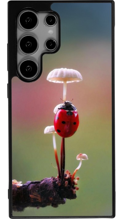 Samsung Galaxy S24 Ultra Case Hülle - Silikon schwarz Ladybird on a mushroom Spring 2026