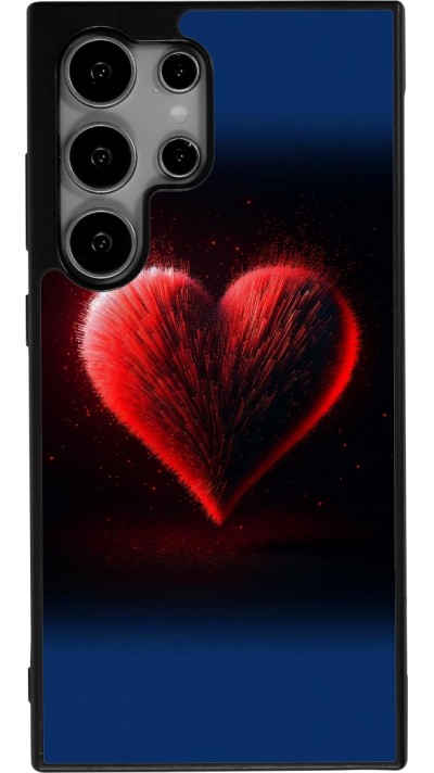 Samsung Galaxy S24 Ultra Case Hülle - Silikon schwarz Valentin 2025 rotes Herz