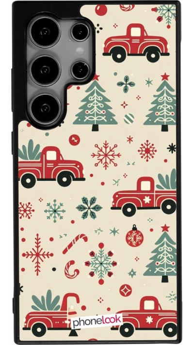 Samsung Galaxy S24 Ultra Case Hülle - Silikon schwarz Weihnachten 2024 Lkw Tanne