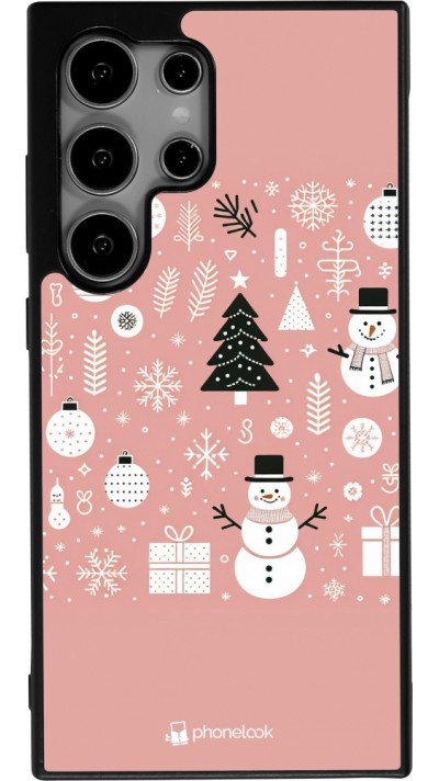 Samsung Galaxy S24 Ultra Case Hülle - Silikon schwarz Weihnachten 2024 Rose Schneemann Weihnachten