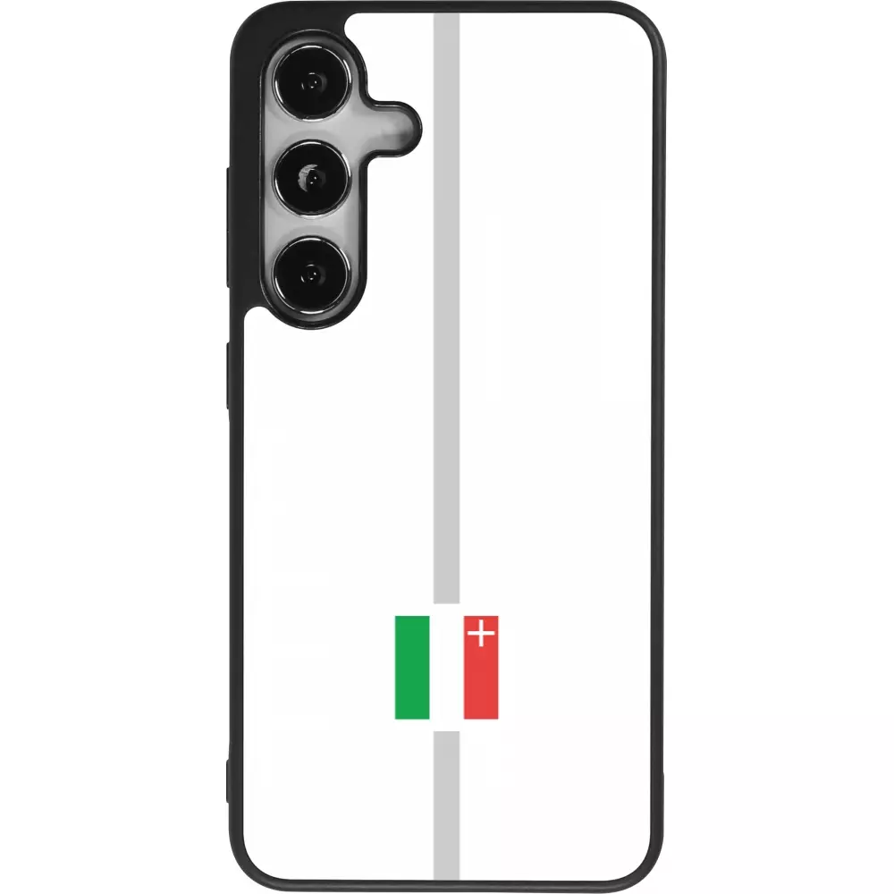 Coque Samsung Galaxy S25 - Silicone rigide noir Canton NE blanc