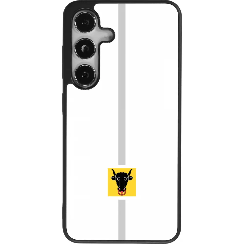 Coque Samsung Galaxy S25 - Silicone rigide noir Canton UR blanc