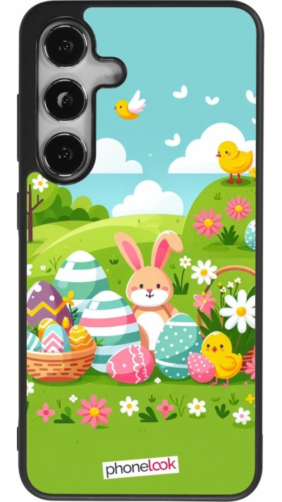 Coque Samsung Galaxy S25 - Silicone rigide noir Easter 2025 Green