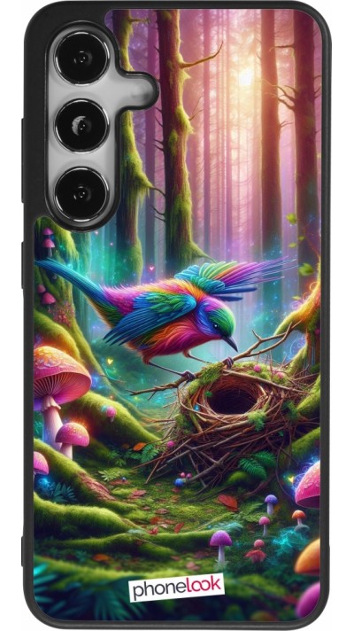 Samsung Galaxy S25 Case Hülle - Silikon schwarz Vogel Nest Wald