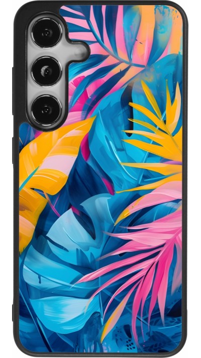 Samsung Galaxy S25 Case Hülle - Silikon schwarz Palms Blue