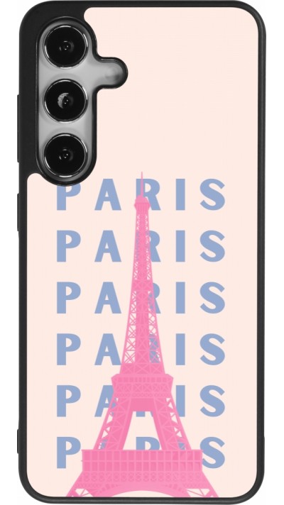 Samsung Galaxy S25 Case Hülle - Silikon schwarz Paris Pink Print