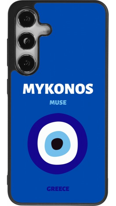Samsung Galaxy S25 Case Hülle - Silikon schwarz Pop Summer Destination Mykonos