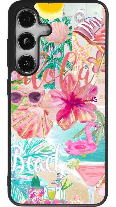 Samsung Galaxy S25 Case Hülle - Silikon schwarz Preppy Collage Aloha
