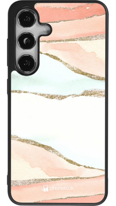 Samsung Galaxy S25 Case Hülle - Silikon schwarz Shimmering Orange