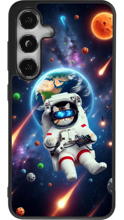 Coque Samsung Galaxy S25 - Silicone rigide noir VR SpaceCat Odyssey