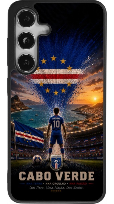 Coque Samsung Galaxy S25 - Silicone rigide noir Football Cap-Vert splash 2026