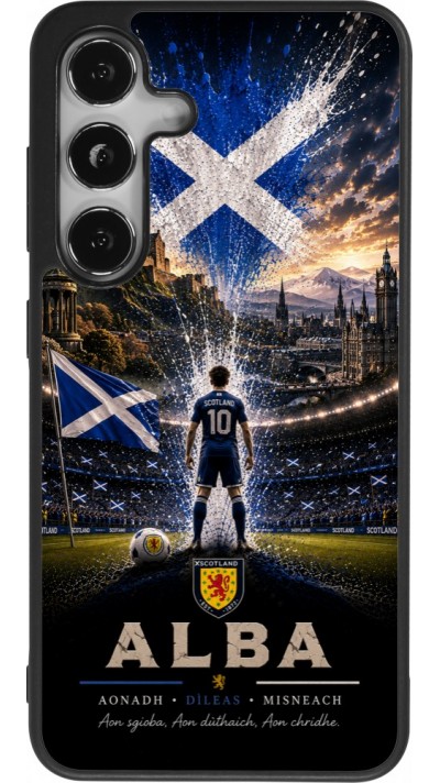 Coque Samsung Galaxy S25 - Silicone rigide noir Football Écosse splash 2026