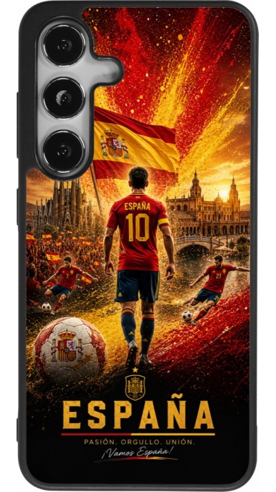 Coque Samsung Galaxy S25 - Silicone rigide noir Football Espagne splash 2026