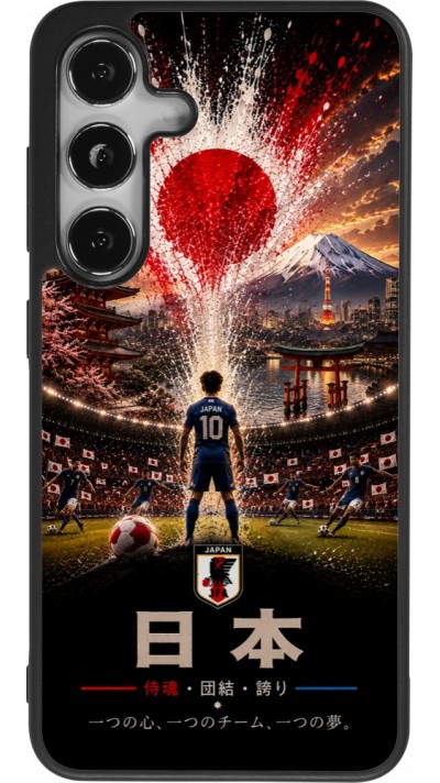 Coque Samsung Galaxy S25 - Silicone rigide noir Football Japon splash 2026