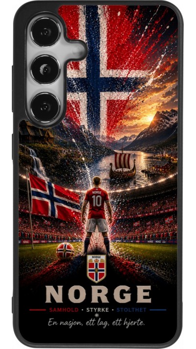 Coque Samsung Galaxy S25 - Silicone rigide noir Football Norvège splash 2026