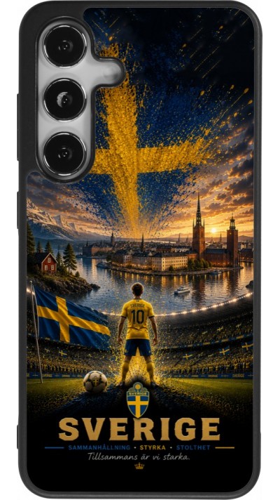Coque Samsung Galaxy S25 - Silicone rigide noir Football Suède splash 2026